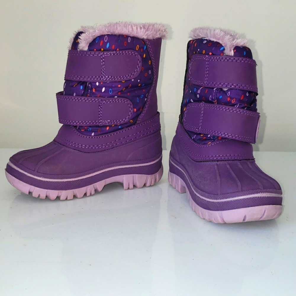 Cat & Jack Toddler Girls Purple Snow Boots Size 5/6 Small